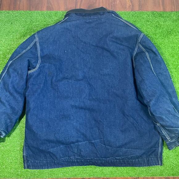 VTG Sears‎ Jacket 3XL Blue Work Leisure Blanket Lined Barn Chore Coat Distressed - Picture 2 of 8